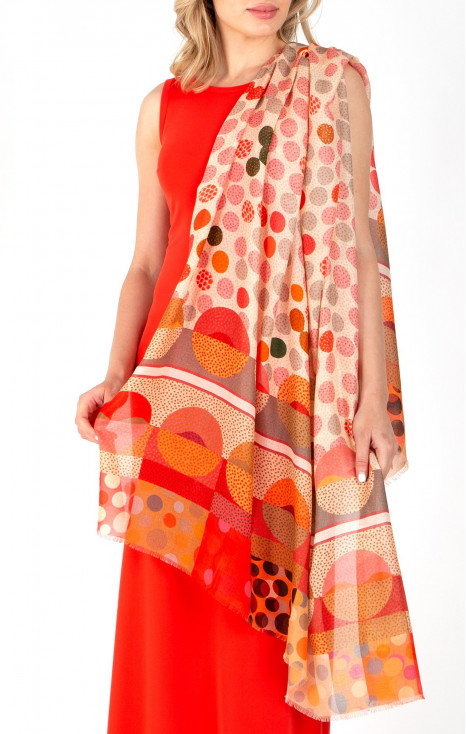 Silk and modal scarf Dots Coral Pink Orange