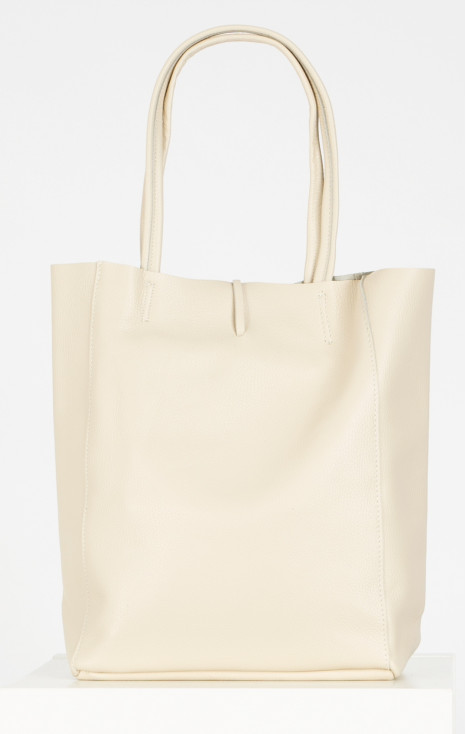 Large Leather Tote Bag in Cloud Cream [1]