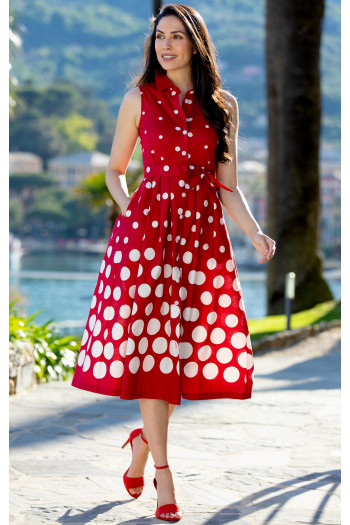 Elegant cotton dress in Red [1]