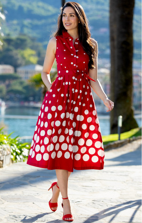 Elegant cotton dress in Red [1]