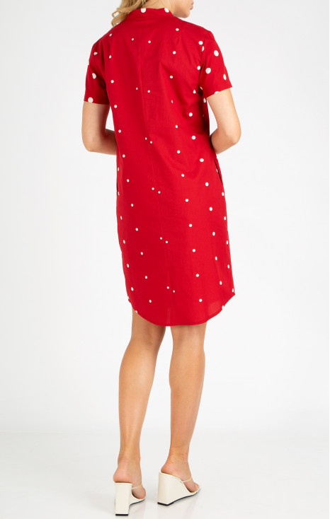 Relaxed Fit Shirt Dress in Red