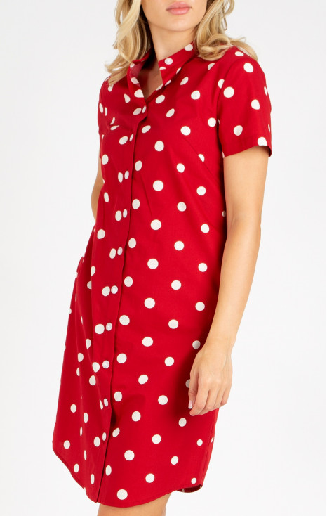 Relaxed Fit Shirt Dress in Red