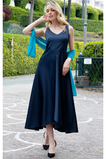 Maxi Satin Dress in Dark Blue [1]