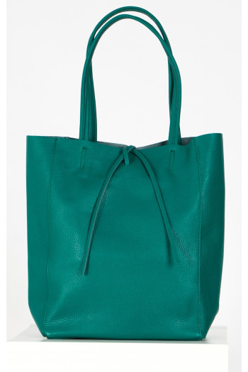 Large Leather Tote Bag in Teal Green colour