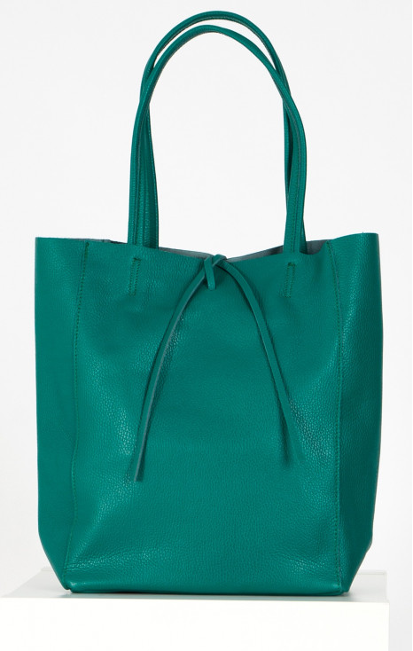 Large Leather Tote Bag in Teal Green colour