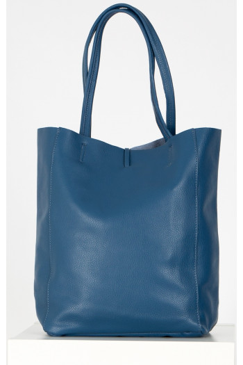 Large Leather Tote Bag in Jeans Blue Colour [1]