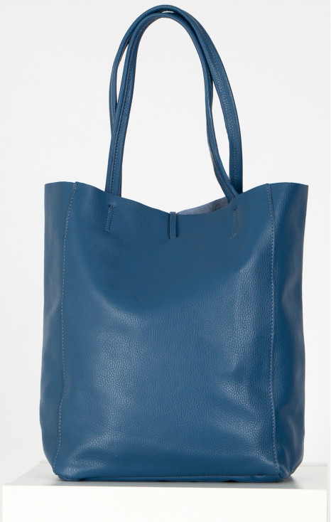 Large Leather Tote Bag in Jeans Blue Colour [1]