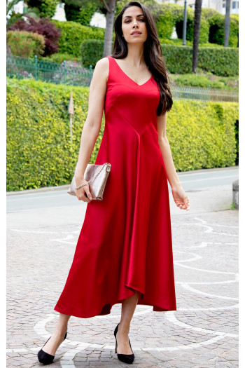 Maxi Satin Dress in Red