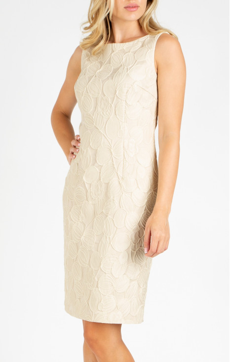 Satin Sheen Jacquard dress in Beige