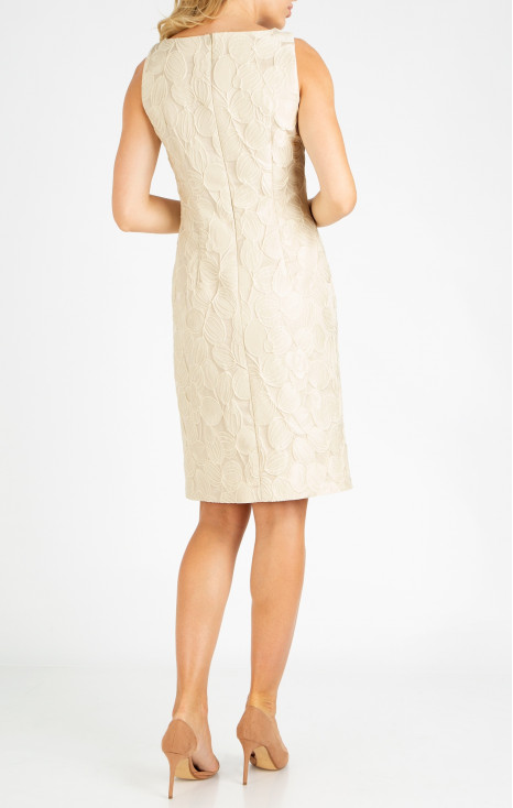 Satin Sheen Jacquard dress in Beige