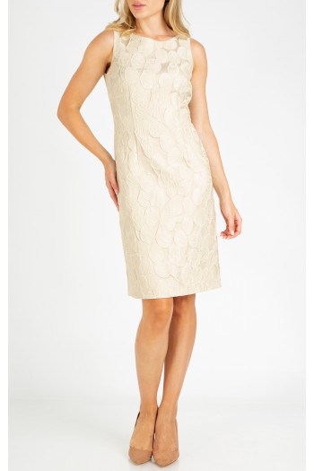 Satin Sheen Jacquard dress in Beige