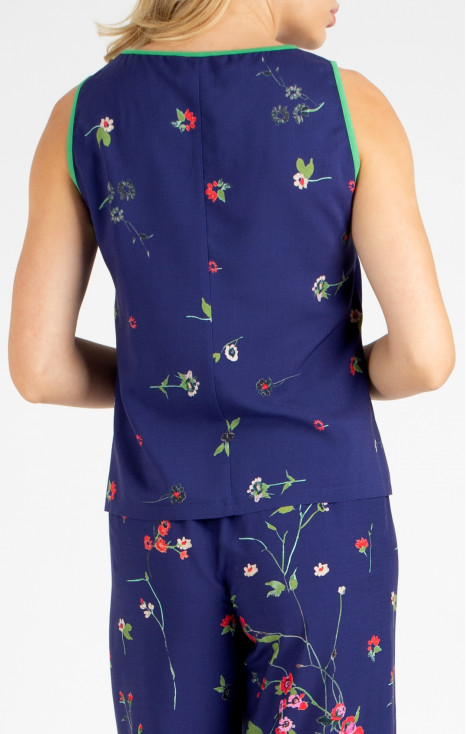 Viscose Vest Top with Floral Print in Blue [1]