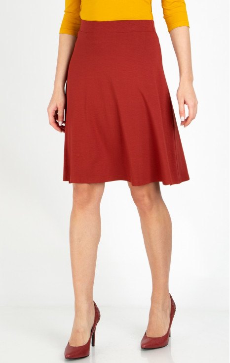 Flowy jersey skirt in Brick Red