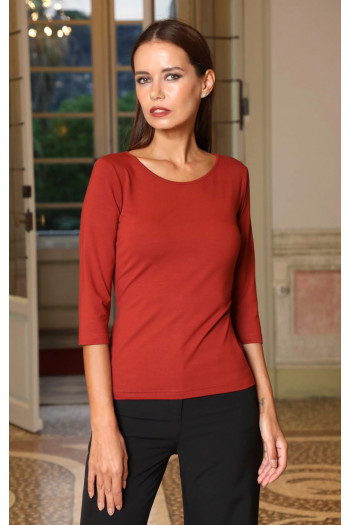 Soft Jersey Top in Brick Red