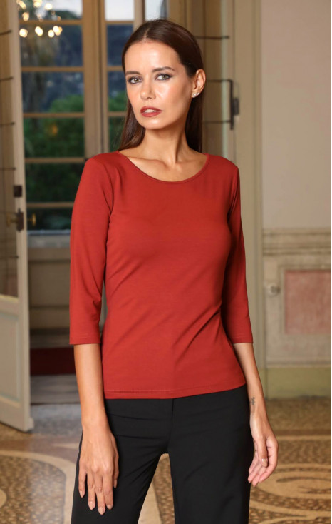 Soft Jersey Top in Brick Red