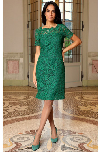 Lace Midi Dress in Ultramarine Green