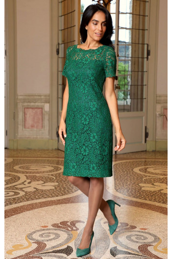 Lace Midi Dress in Ultramarine Green [1]