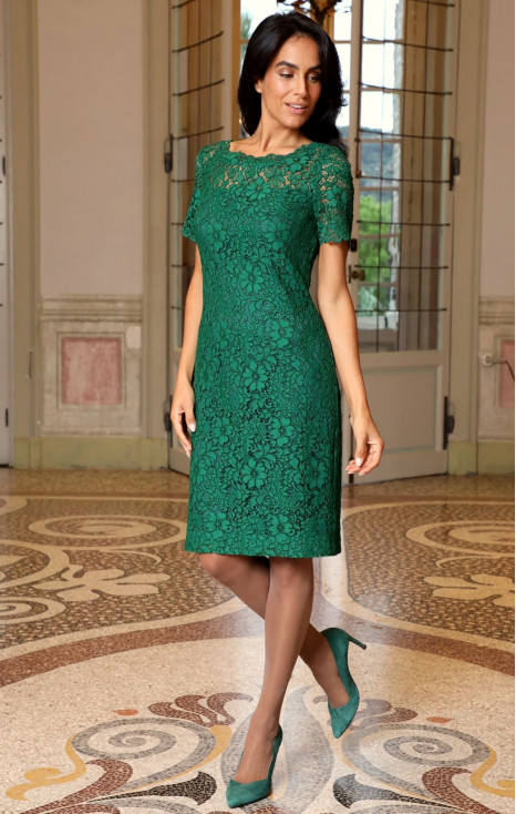 Lace Midi Dress in Ultramarine Green