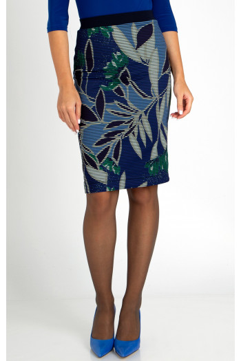 Pencil Skirt with a graphic blue print