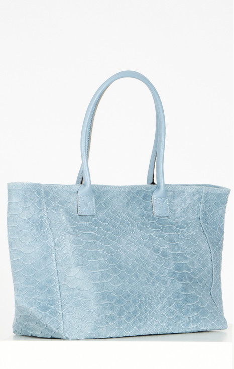 Large Leather Tote Bag in Baby Blue