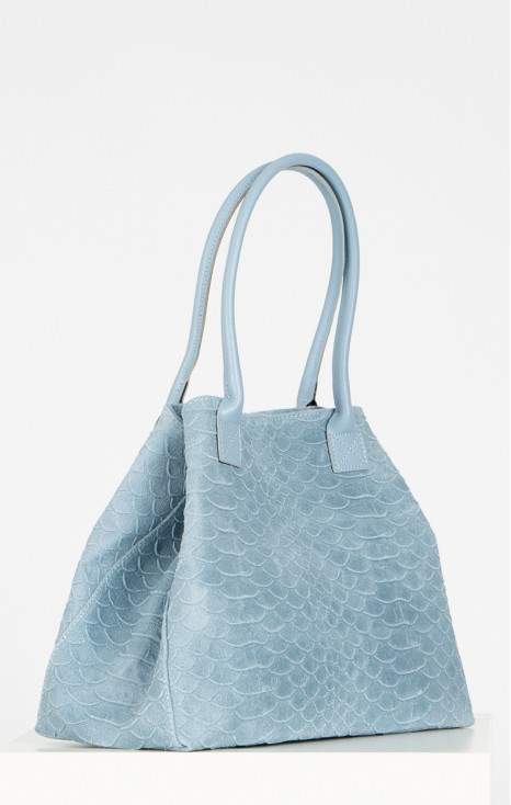 Large Leather Tote Bag in Baby Blue