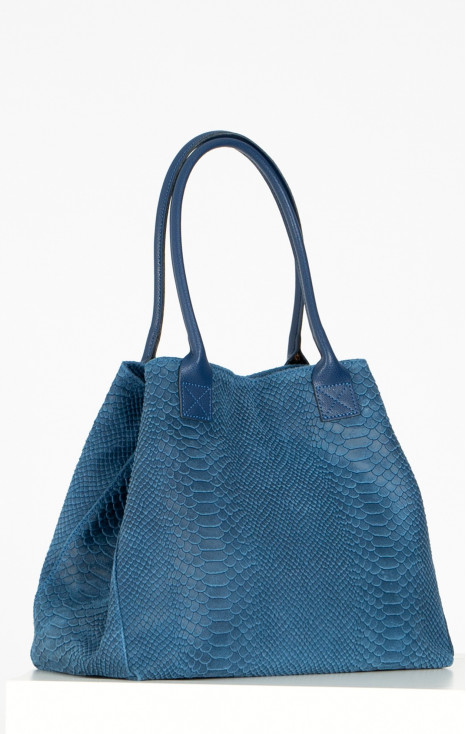 Large Leather Bag in Jeans Blue Colour [1]