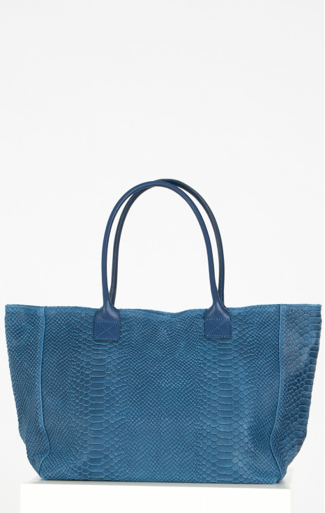 Large Leather Bag in Jeans Blue Colour