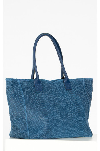 Large Leather Bag in Jeans Blue Colour