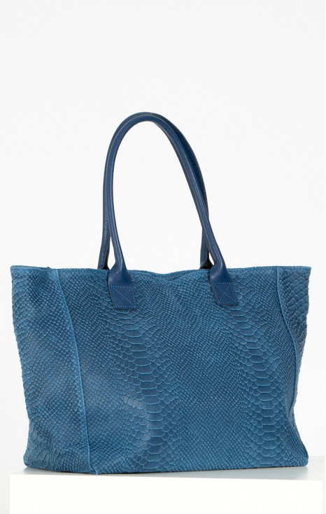 Large Leather Bag in Jeans Blue Colour