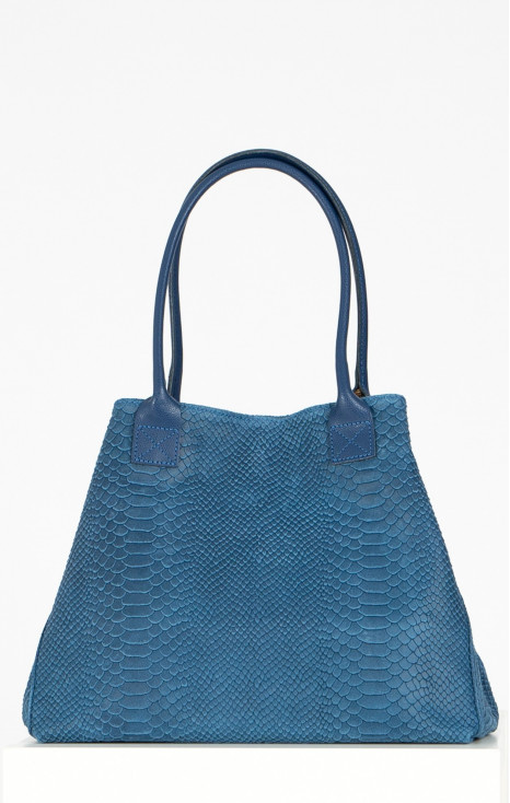 Large Leather Bag in Jeans Blue Colour