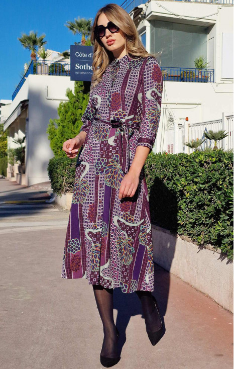 Midi Shirt Dress in Purple