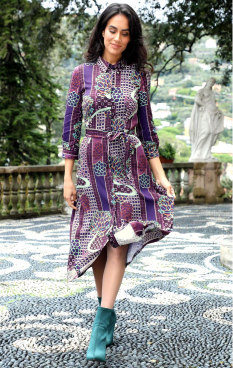 Midi Shirt Dress in Purple