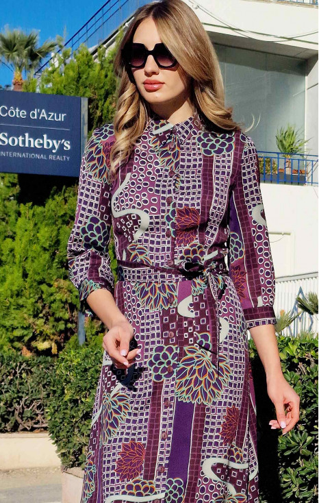 Midi Shirt Dress in Purple