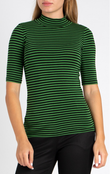 High Neck Jersey Top with Stripes [1]