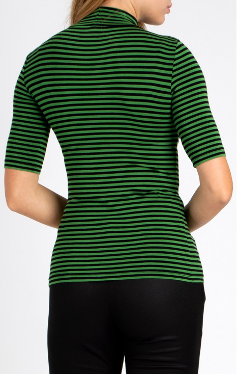 High Neck Jersey Top with Stripes