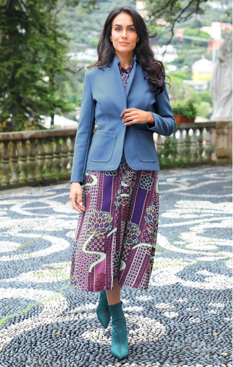 Tailored Blazer with One Button in Blue Heaven