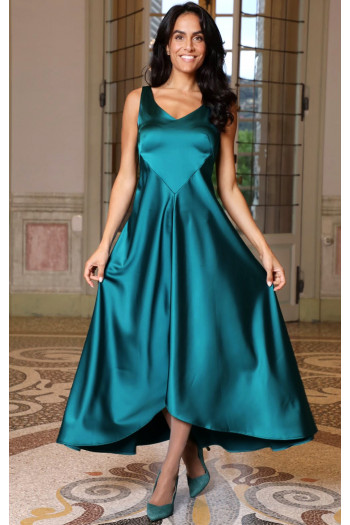 Maxi Satin Dress in Ocean Depths color [1]