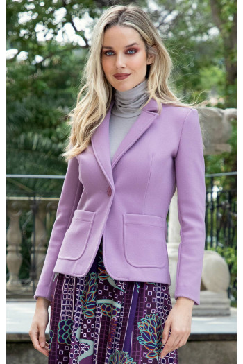 Tailored Blazer with One Button in Lavender Mist