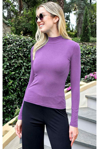 High Neck Jersey Top in Orchid Mist colour