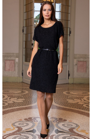 Stylish dress in black soft jersey with glitter