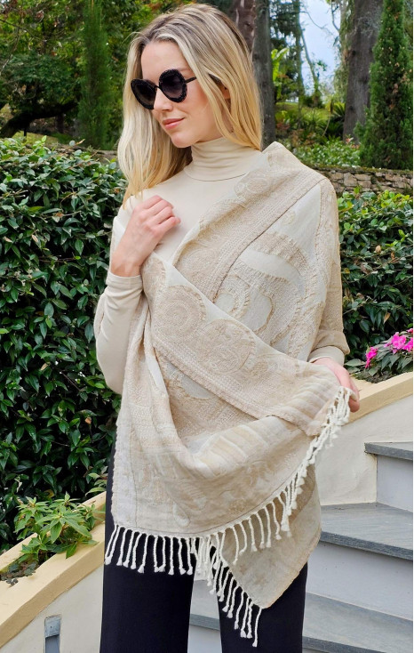 A warm wool jacquard scarf