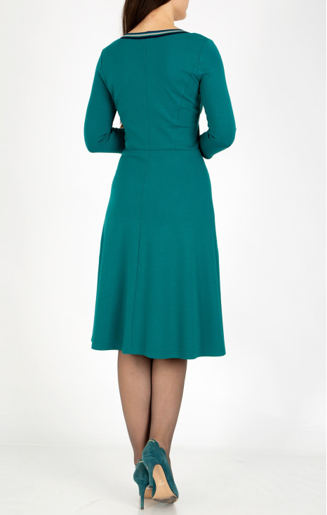 V Neck Midi Dress in Teal Green