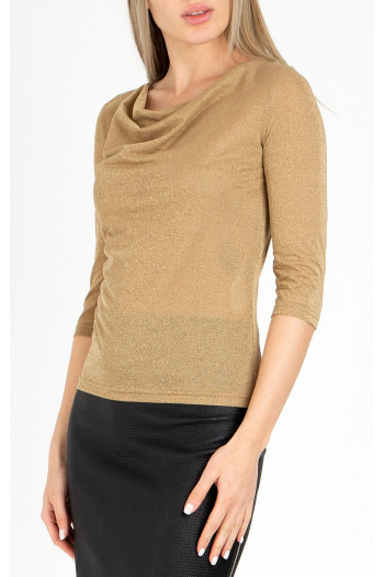 Cowl Neckline Top in Golden Beige