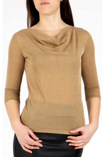 Cowl Neckline Top in Golden Beige