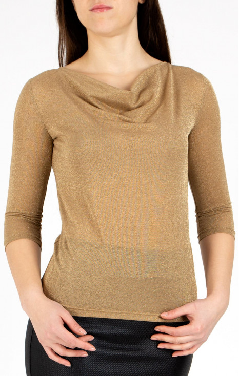 Cowl Neckline Top in Golden Beige