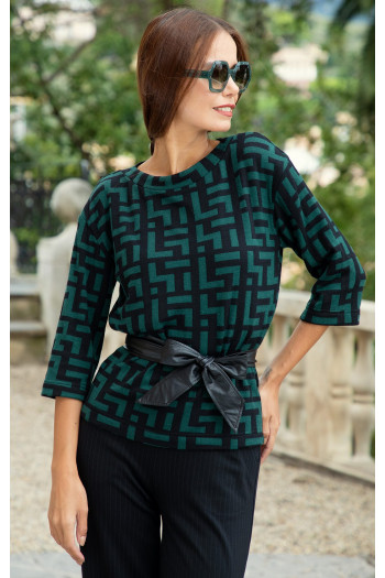 Warm Jumper in Green & Black