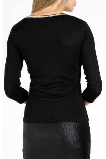 V-neck blouse in black with glitter [1]