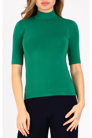 High Neck Jersey Top in Cadmium Green colour