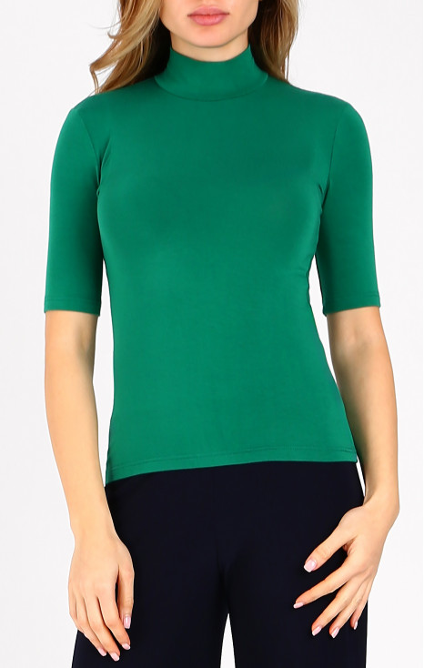 High Neck Jersey Top in Cadmium Green colour