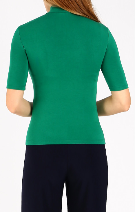 High Neck Jersey Top in Cadmium Green colour